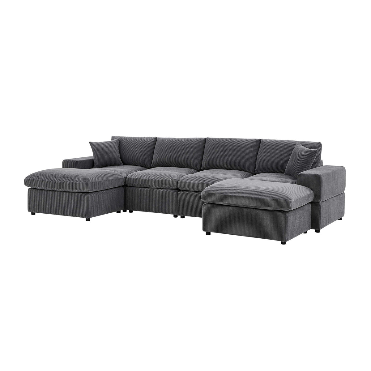 Upholstered Symmetrical Modular Sectional With 6 Seating Home Essentials