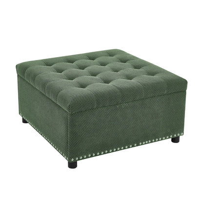 Square Tufted Storage Ottoman With Nailhead Trim Home Essentials