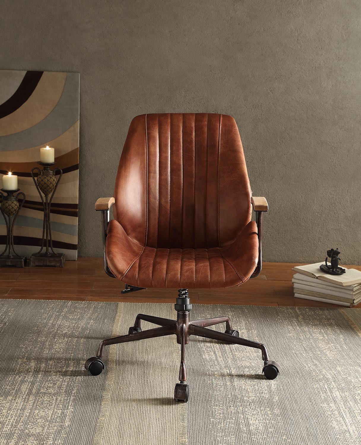 Brancaster - Aluminum Top Grain Leather Office Chair - Coffee Acme