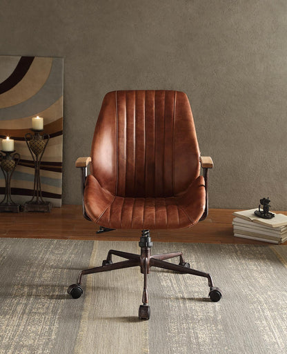 Brancaster - Aluminum Top Grain Leather Office Chair - Coffee Acme