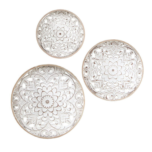 Medallion Trio - Wall Decor (Set of 3) - Natural / White Madison Park