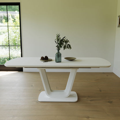 Modern Industrial Style Expandable Dining Table With U Shaped Legs - Antique Gray White Home Essentials