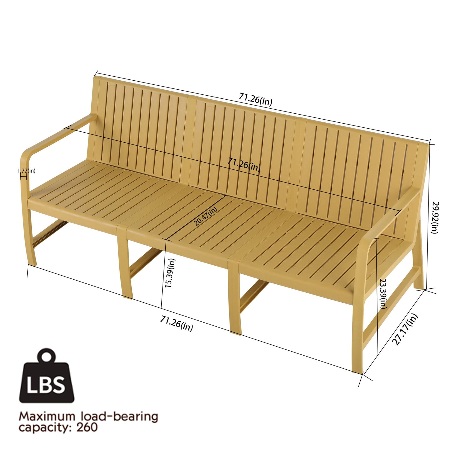 1 Piece Indoor / Outdoor 3 Seater Sofa, UV-Resistant, Waterproof And Durable Home Essentials