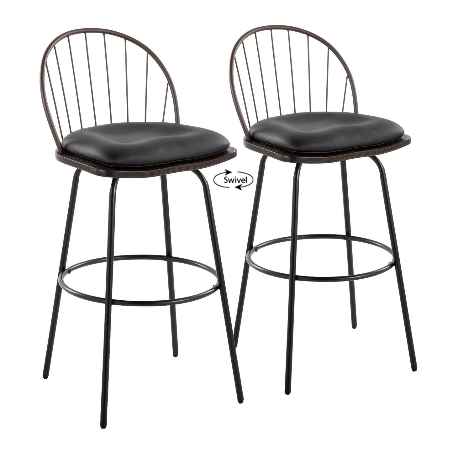 Riley - Claire Farmhouse Fixed Height Barstool With Swivel With Round Footrest (Set of 2) Lumi Source