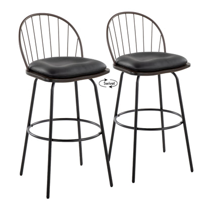 Riley - Claire Farmhouse Fixed Height Barstool With Swivel With Round Footrest (Set of 2) Lumi Source