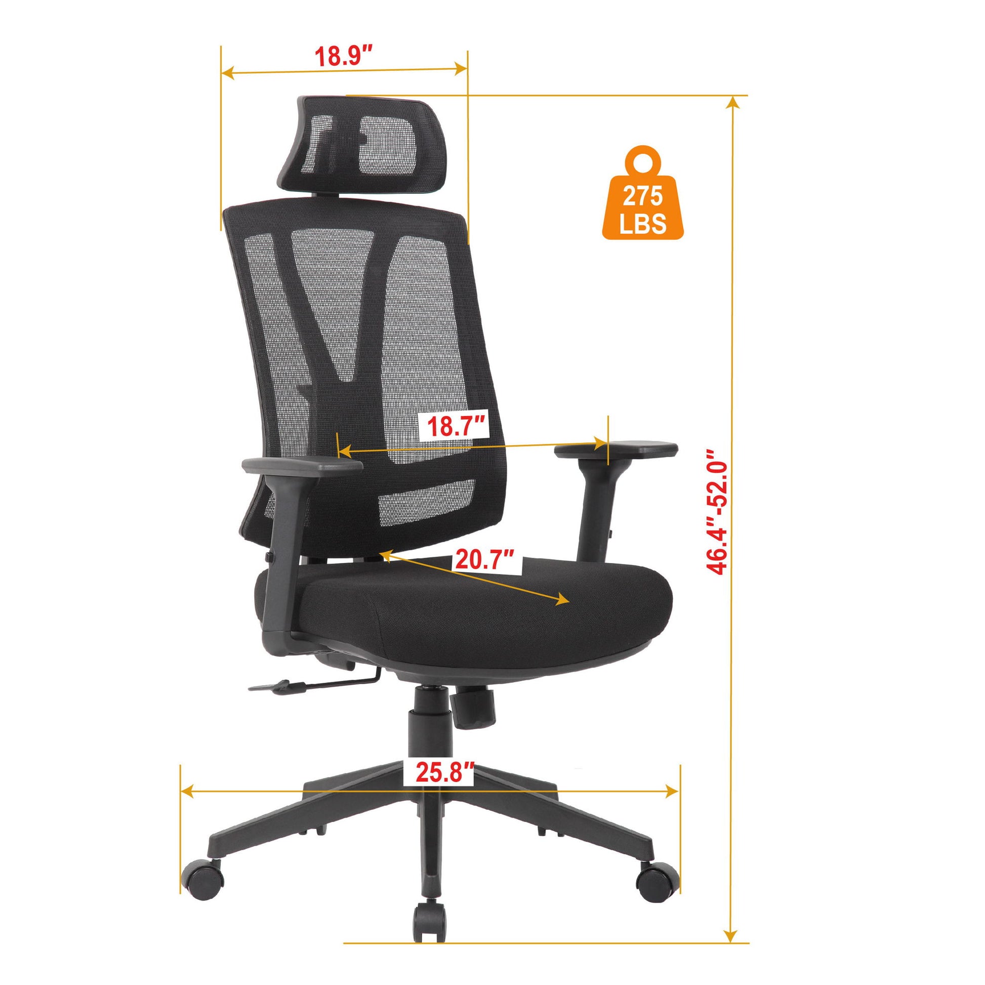Office Chair With Adjustable Headrest & Back, High Back Swivel Desk Chair - Black Home Essentials
