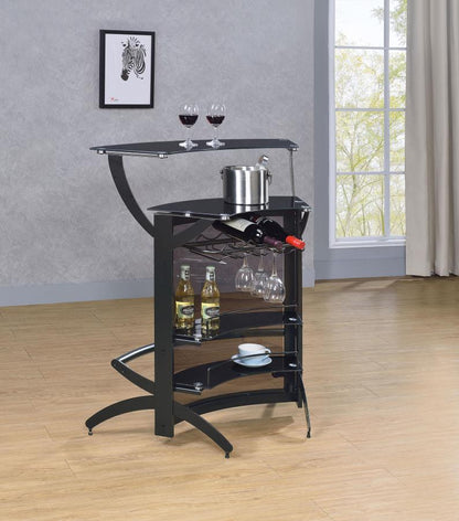Dallas - 2-Shelf Curved Freestanding Home Bar Cabinet CoasterEssence
