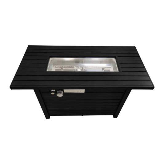 Outdoor Fire Pit Table With Lid, Modern Design - Black LSI Patio Furniture