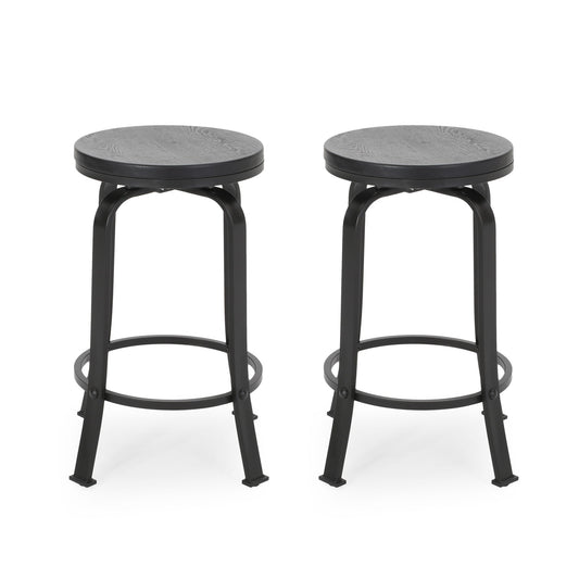 Modern Industrial Counter Stool Set With Swivel Function Noble House
