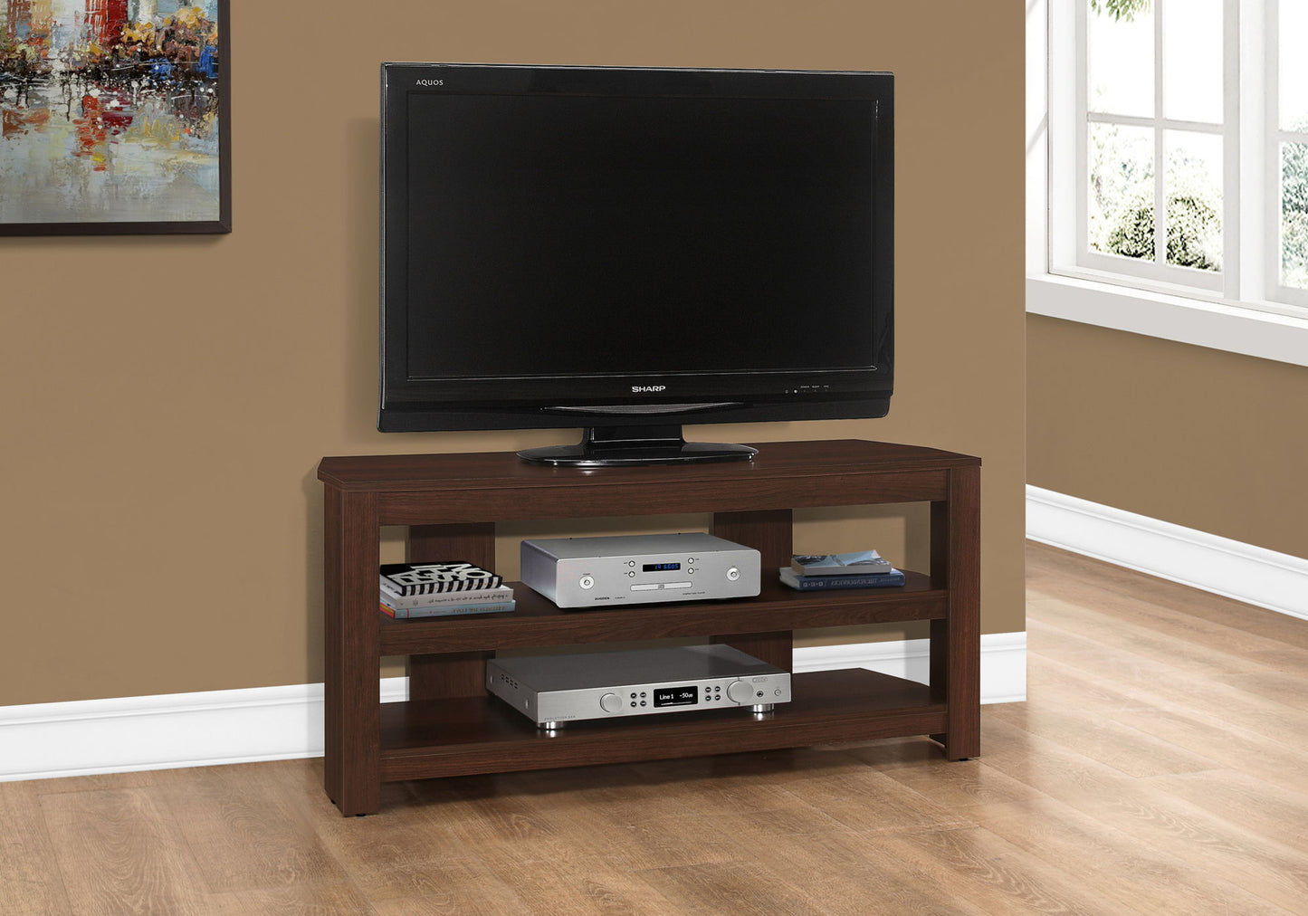 TV Stand, Console, Media Entertainment Center, Storage Shelves, Contemporary & Modern - Cherry 8th Street
