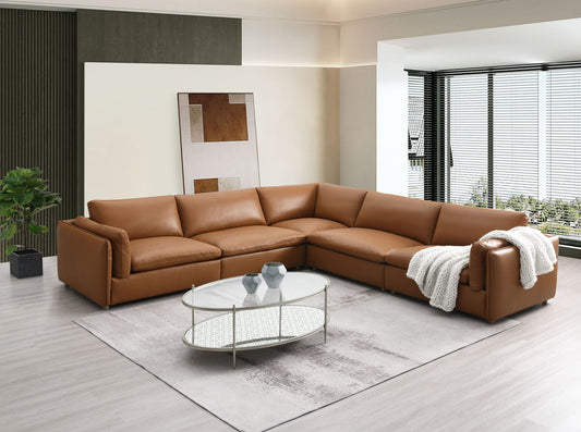 Brighton - Top Grain Leather Modular Sectional - Brown Acme
