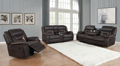 Greer - Upholstered Reclining Sofa Set CoasterEveryday