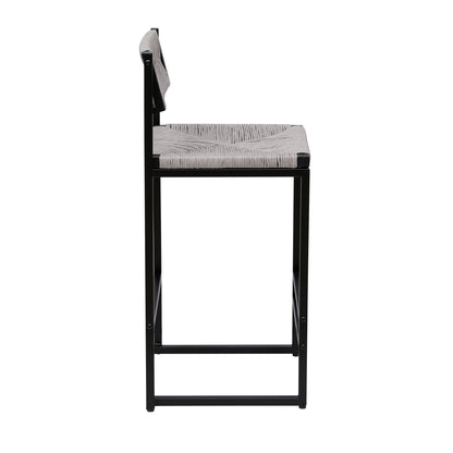 Bar Stools Paper Rope Weave Dining Chairs With Back Hand Weave Stools For Kichen Island, Bar & Counter (Set of 2) Home Essentials