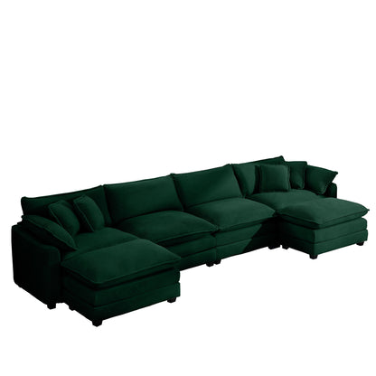 Modern Oversized Modular Cushion Sofa With Ottoman, Low Back, Deep Seating Sofa Set Home Essentials
