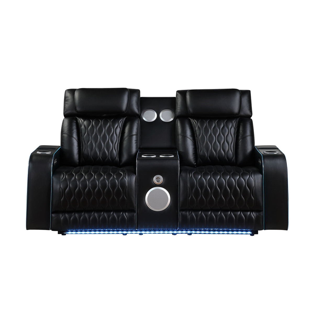 Electra - Power Reclining Loveseat With Power Headrests, Console, Speakers, Massage, LED Lighting And USB Control Matrix Furniture Group