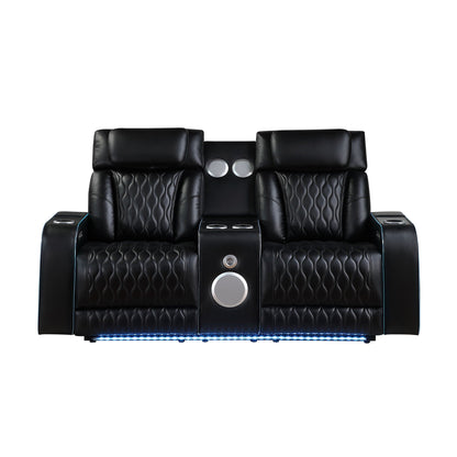 Electra - Power Reclining Loveseat With Power Headrests, Console, Speakers, Massage, LED Lighting And USB Control Matrix Furniture Group