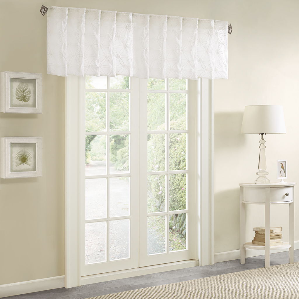 Gemma - Sheer Embroidered Window Valance - White