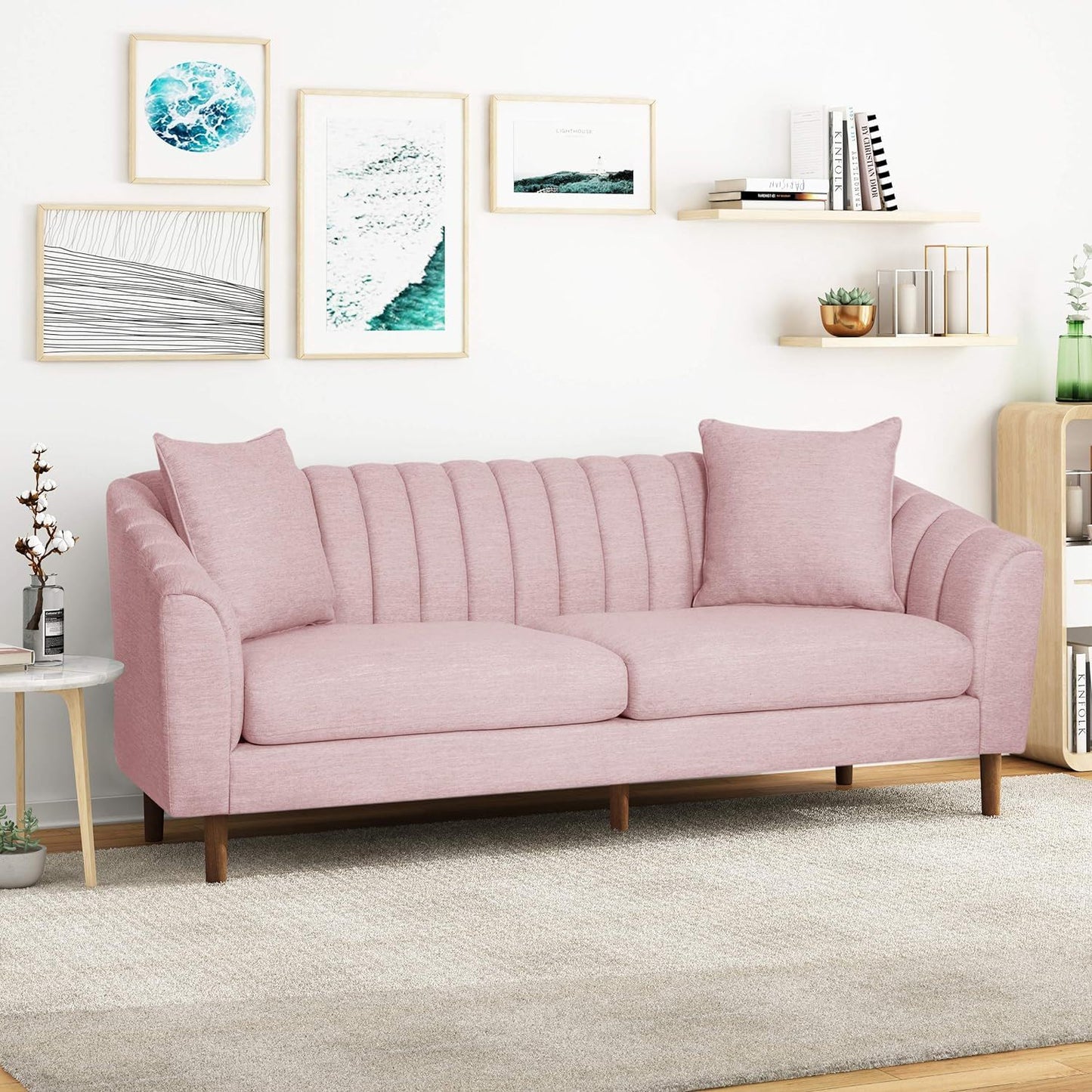 Contemporary 3 Seater Sofa With Accents Noble House