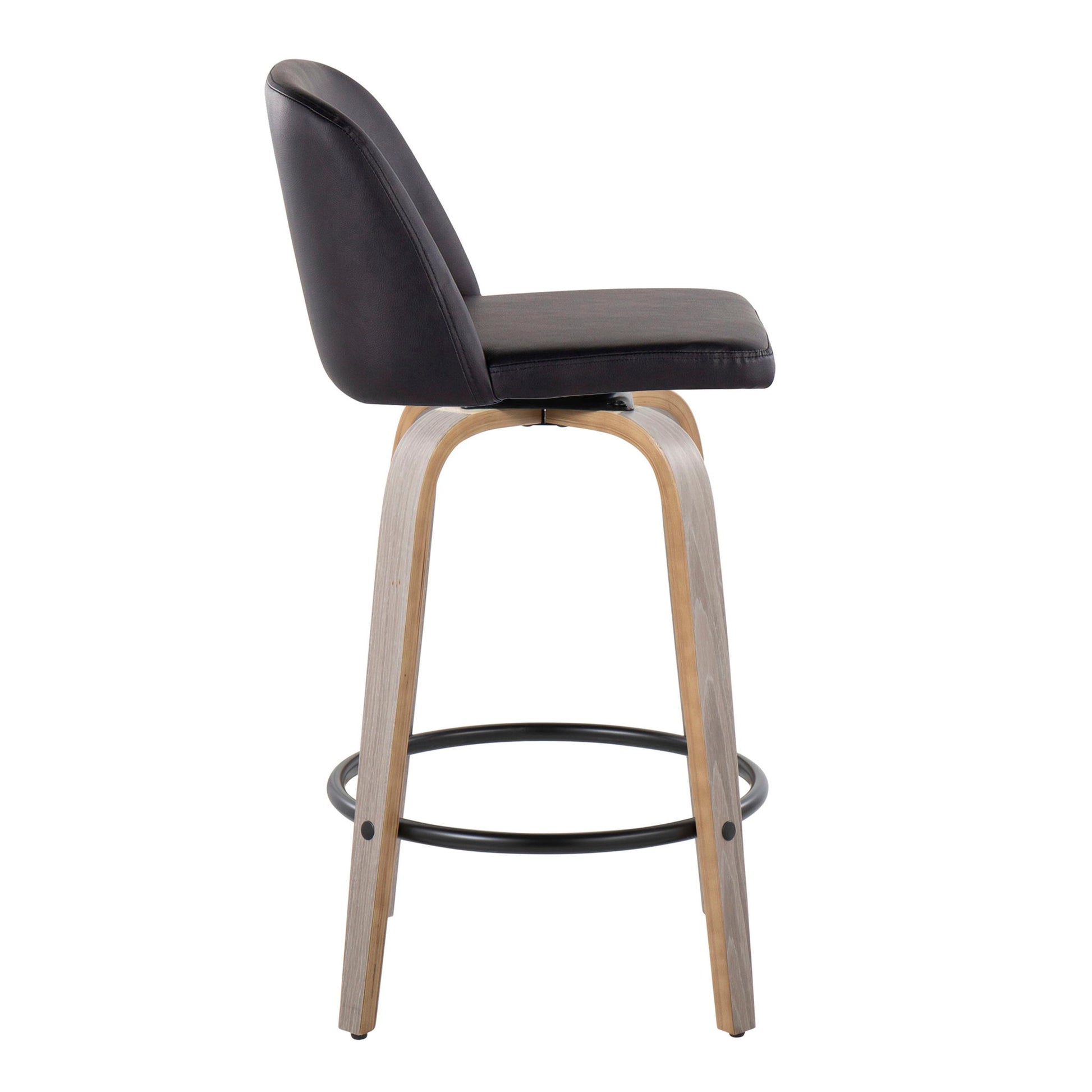 Toriano - Contemporary Fixed Height Counter Stool With Swivel & Round Footrest (Set of 2) Lumi Source