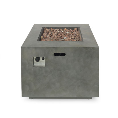 Outdoor Patio Gas Burning Fire Pit Table 50,000 Btu, Square Noble House