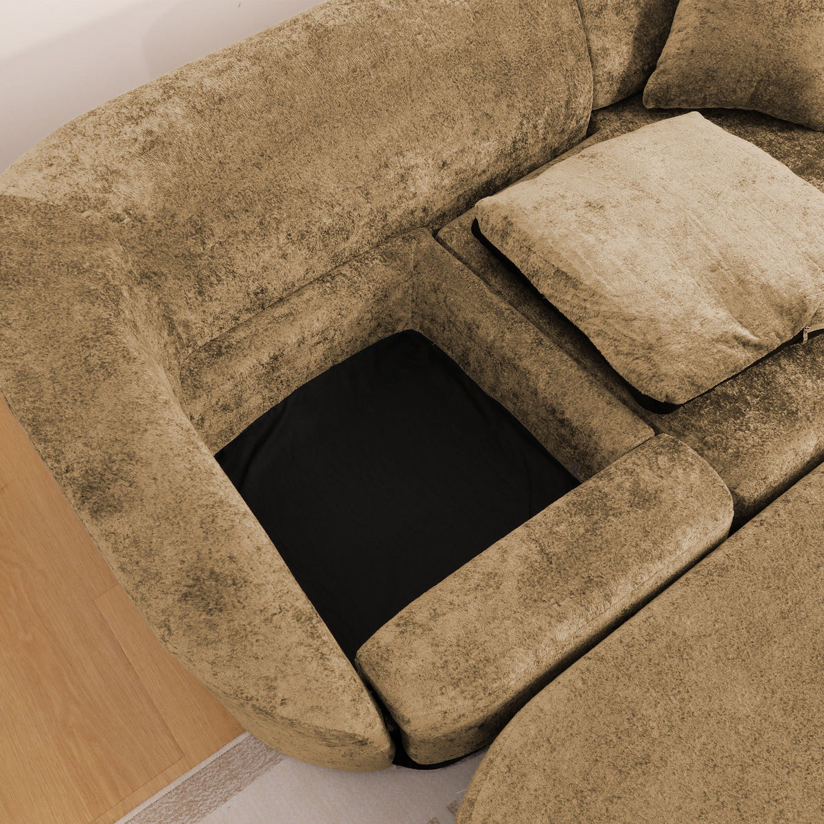 3 Seater Sofa With Built In Pet Bed Nook, Curved Design And 2 Throw Pillows Home Essentials