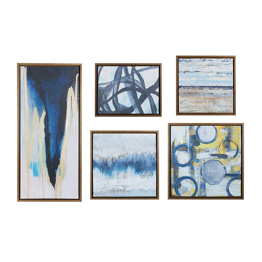 Blue Bliss - Gallery Art (Set of 5) - Natural Madison Park