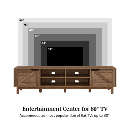 Rustic Barndoor Open-Storage TV Stand For TVs Up To 80" Walker Edison