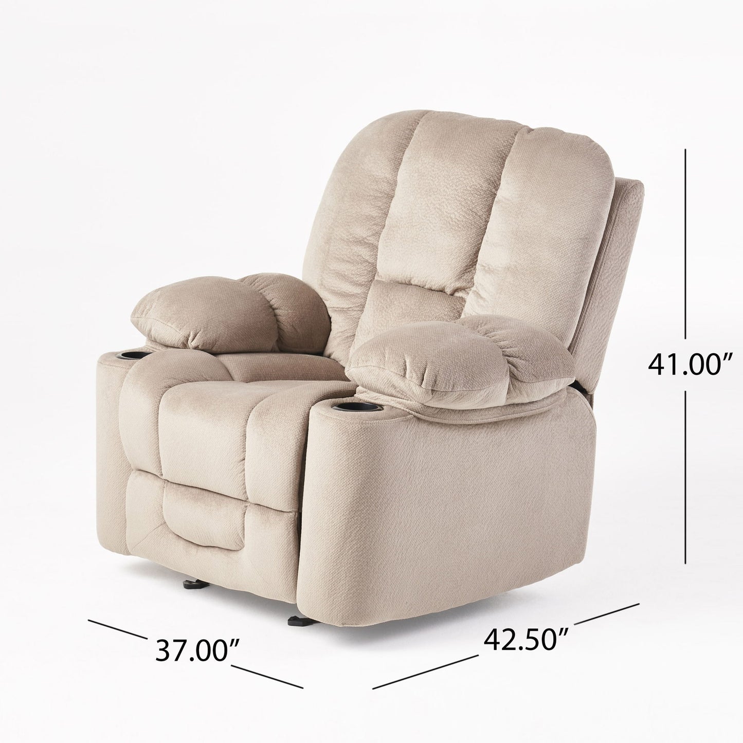 Luxurious Manual Recliner Chair With Skin-Friendly Fabric And Dual Cup Holders Noble House
