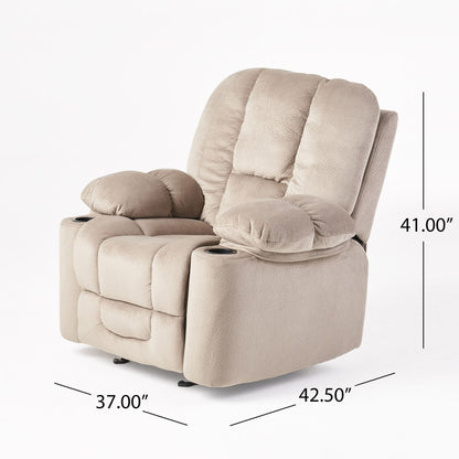 Luxurious Manual Recliner Chair With Skin-Friendly Fabric And Dual Cup Holders Noble House