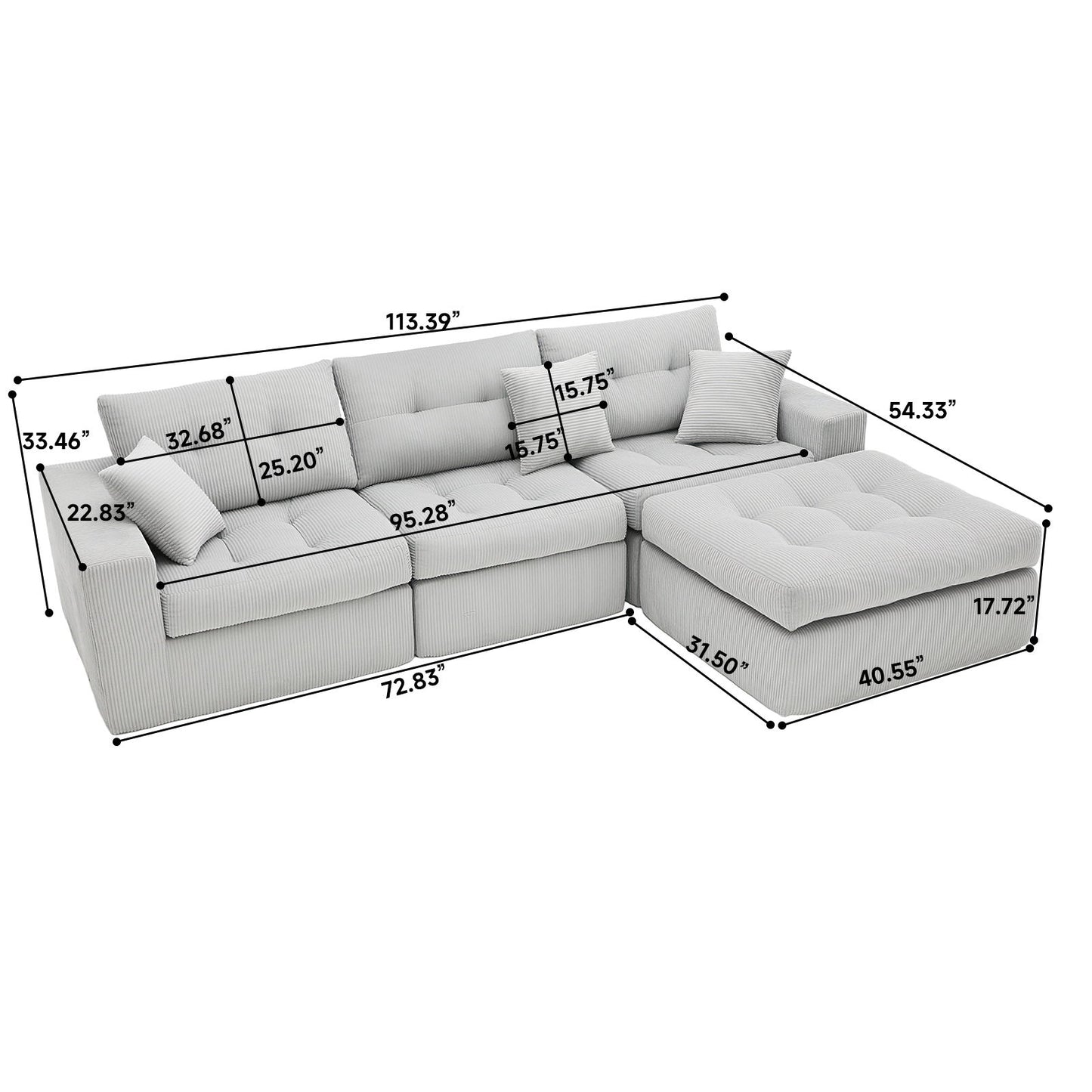 Corner Chaise L-Shaped Sectional Sofa Bed Home Essentials