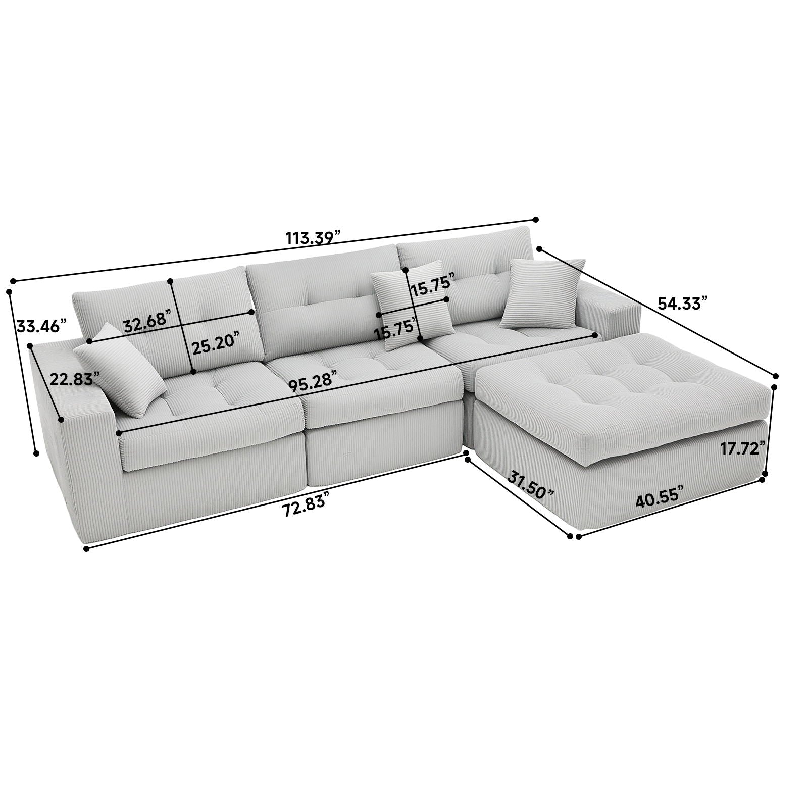 Corner Chaise L-Shaped Sectional Sofa Bed Home Essentials