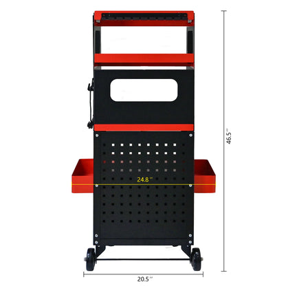4 Level Multi Purpose Trolley For Diagnostics - Black / Red Daily Nest