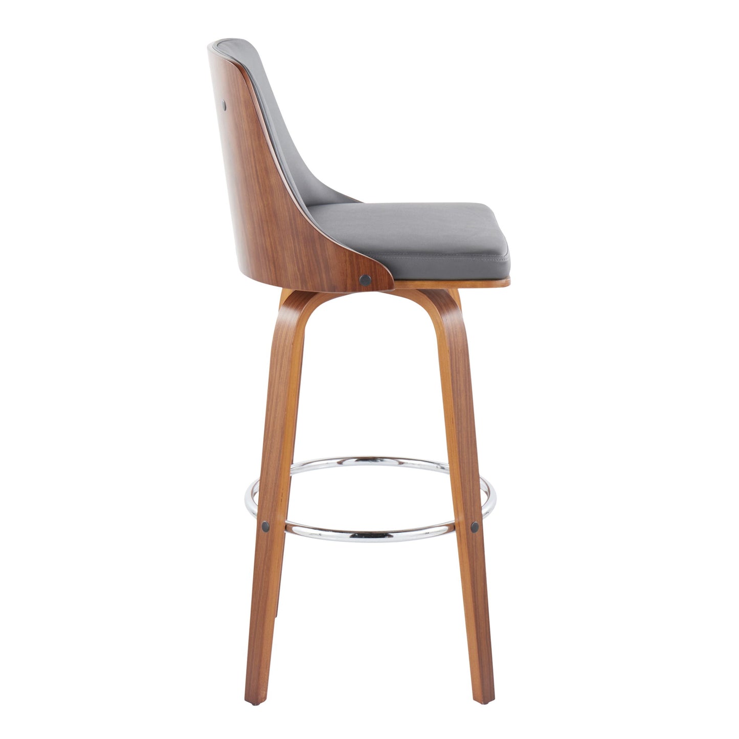 Gianna - Mid Century Modern Fixed Height Barstool With Swivel With Round Footrest (Set of 2) Lumi Source