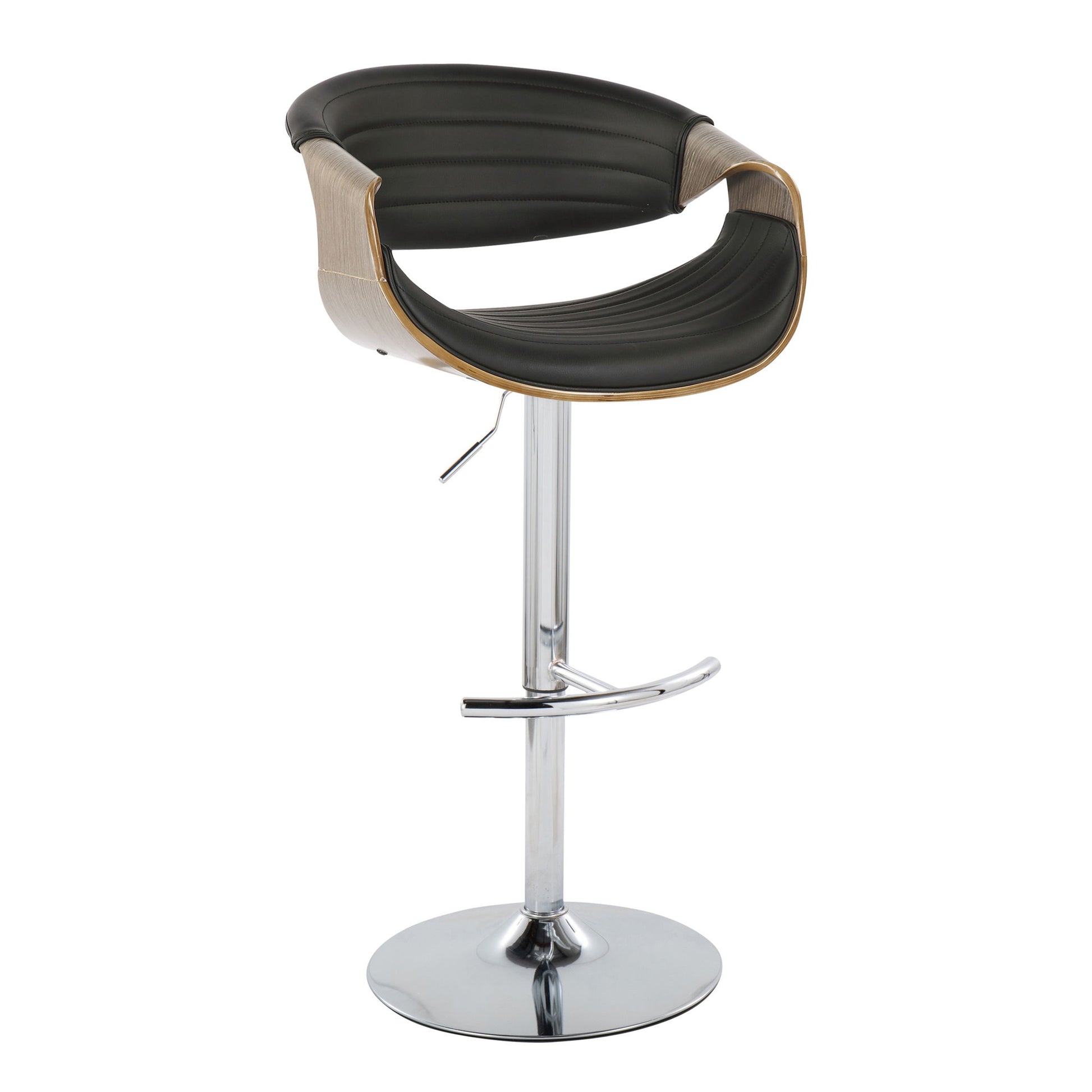 Symphony - Mid Century Modern Adjustable Barstool With Swivel & Rounded T Footrest (Set of 2) Lumi Source