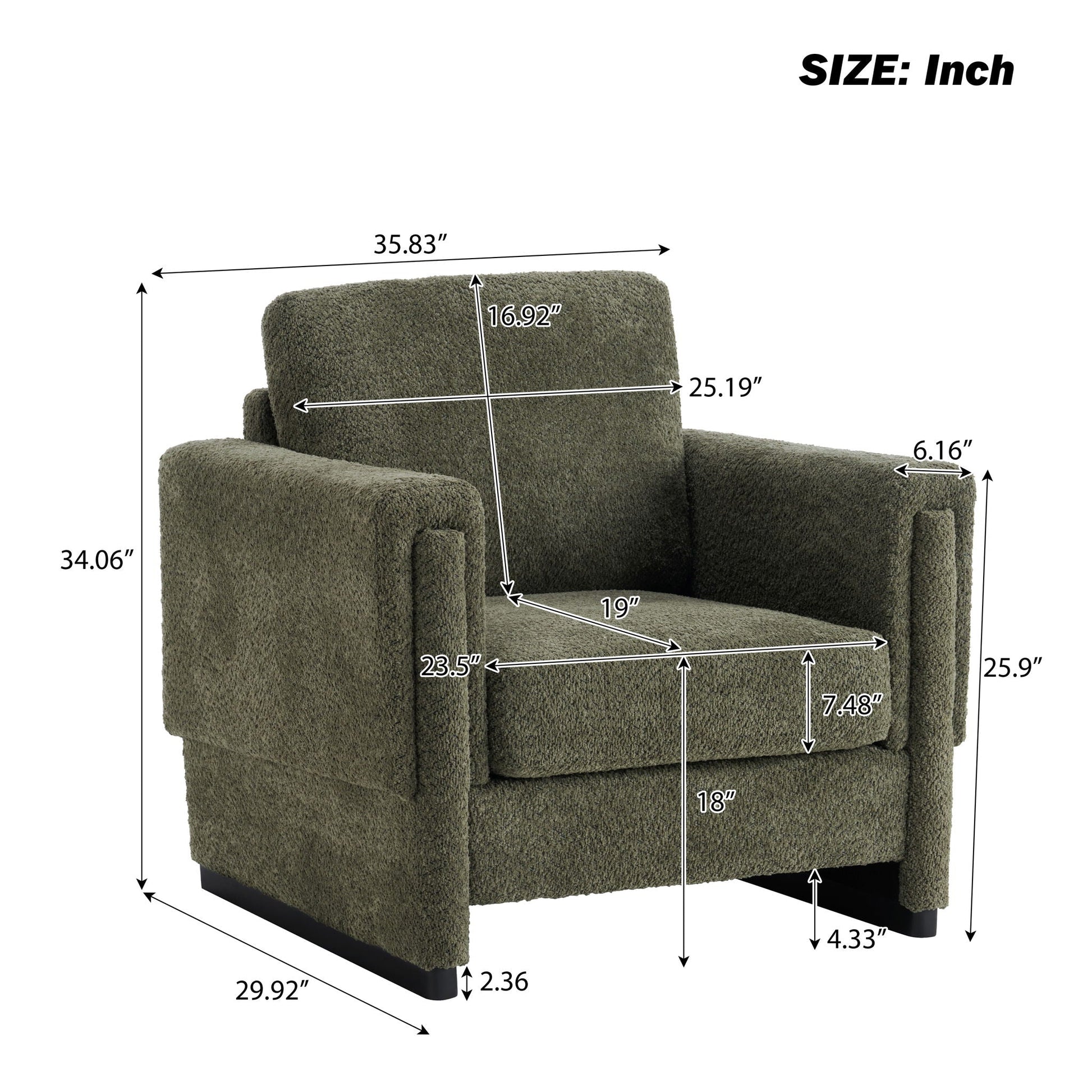 Upholstered Accent Armchair With Square Arm Hearth and Haven