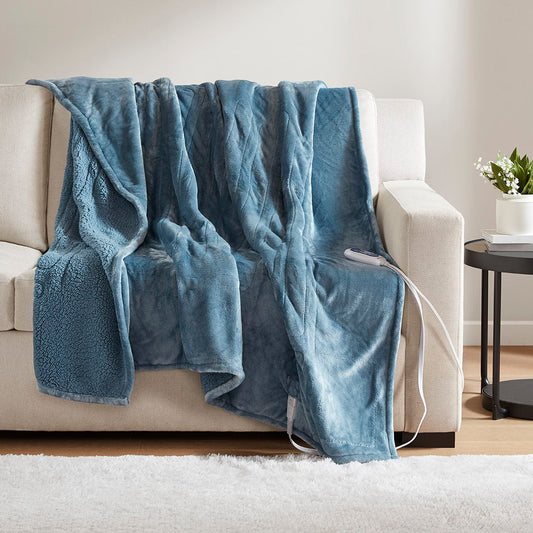 Heated Microlight to Berber - Throw - Blue Beautyrest
