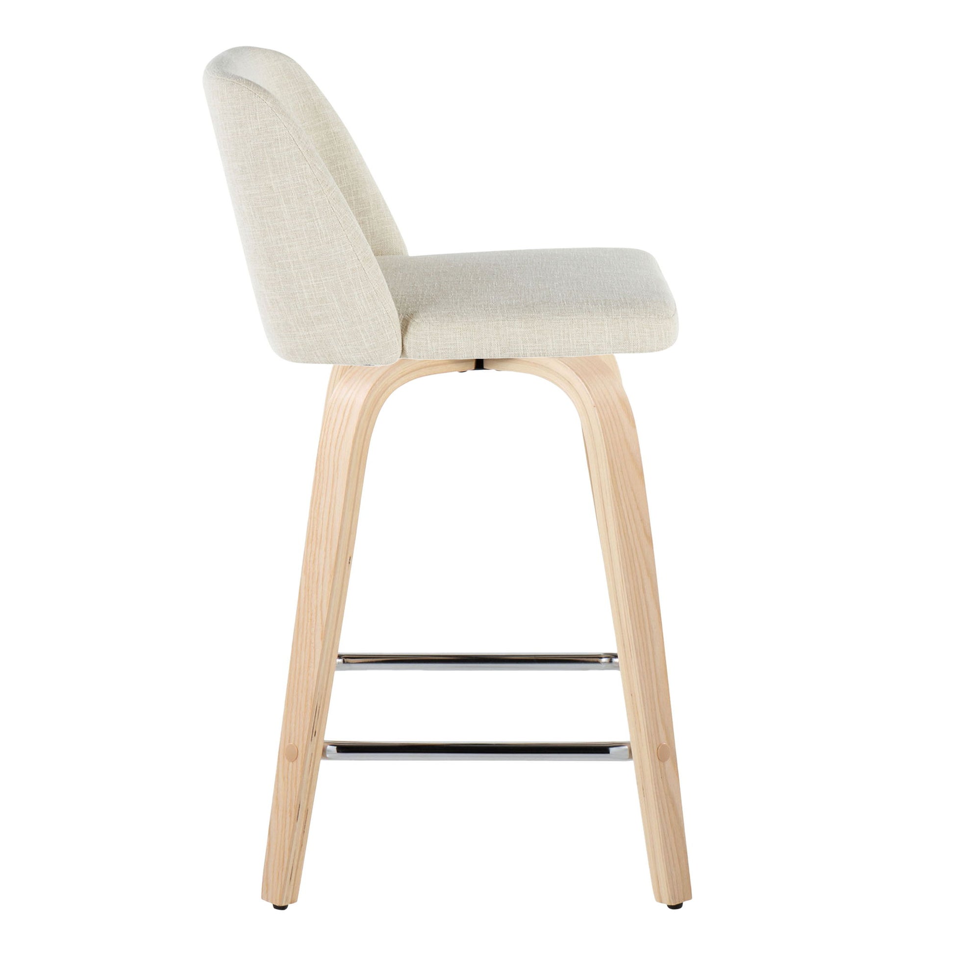 Toriano - Contemporary Fixed Height Counter Stool Swivel With Square Footrest (Set of 2) Lumi Source