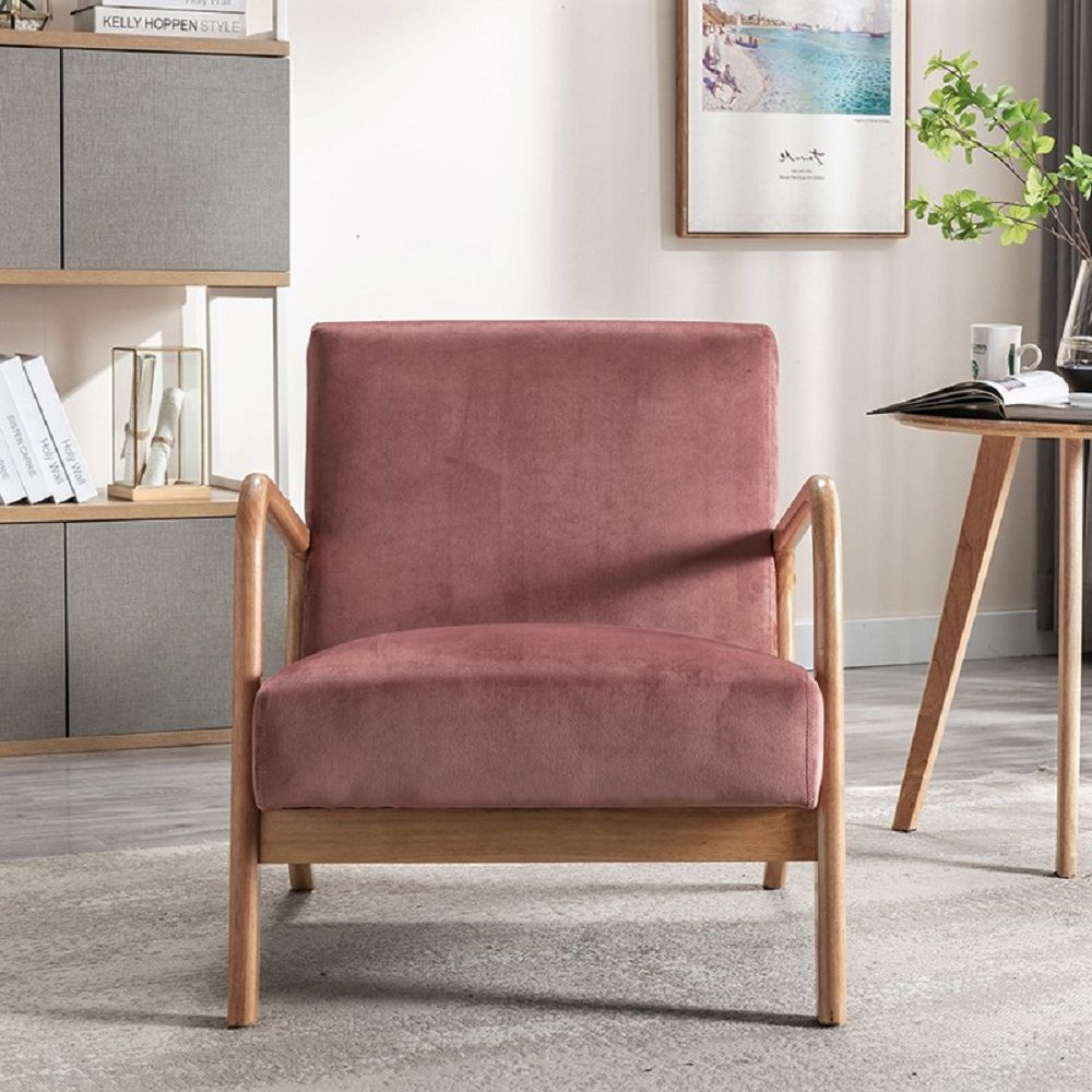 Classic Mid-Century Modern Accent Chairs, Open Framed Armchair With Cushioning US Pride