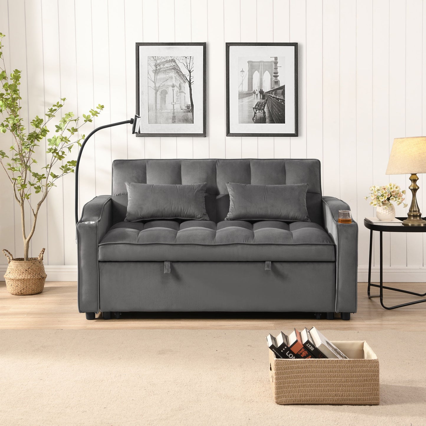 Sofa Bed With Trundle For Small Rooms - Dark Gray Home Essentials