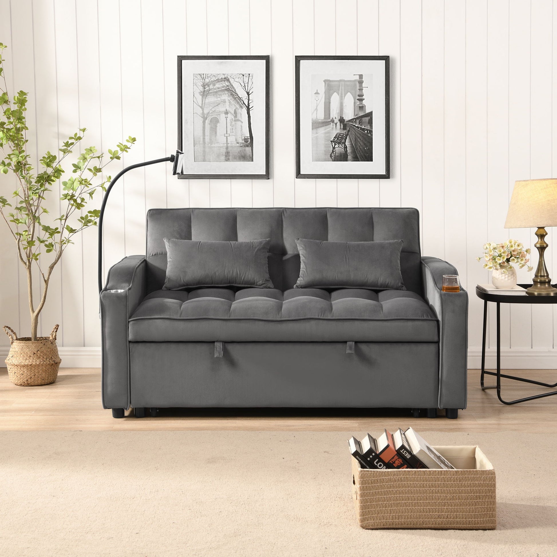 Sofa Bed With Trundle For Small Rooms - Dark Gray Home Essentials