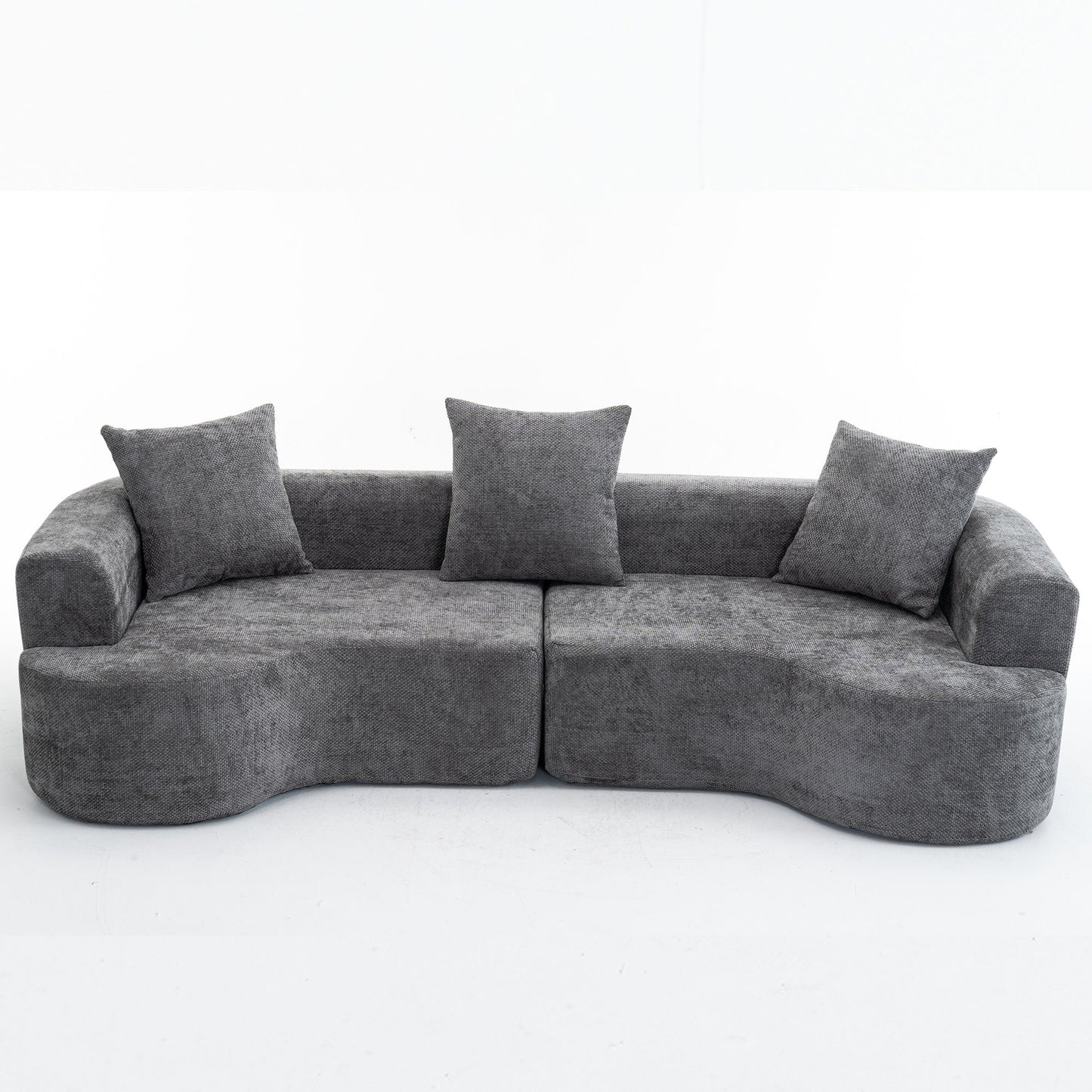 Modern Style Ultra Smooth Curved Sofa With 3 Pillows Home Essentials