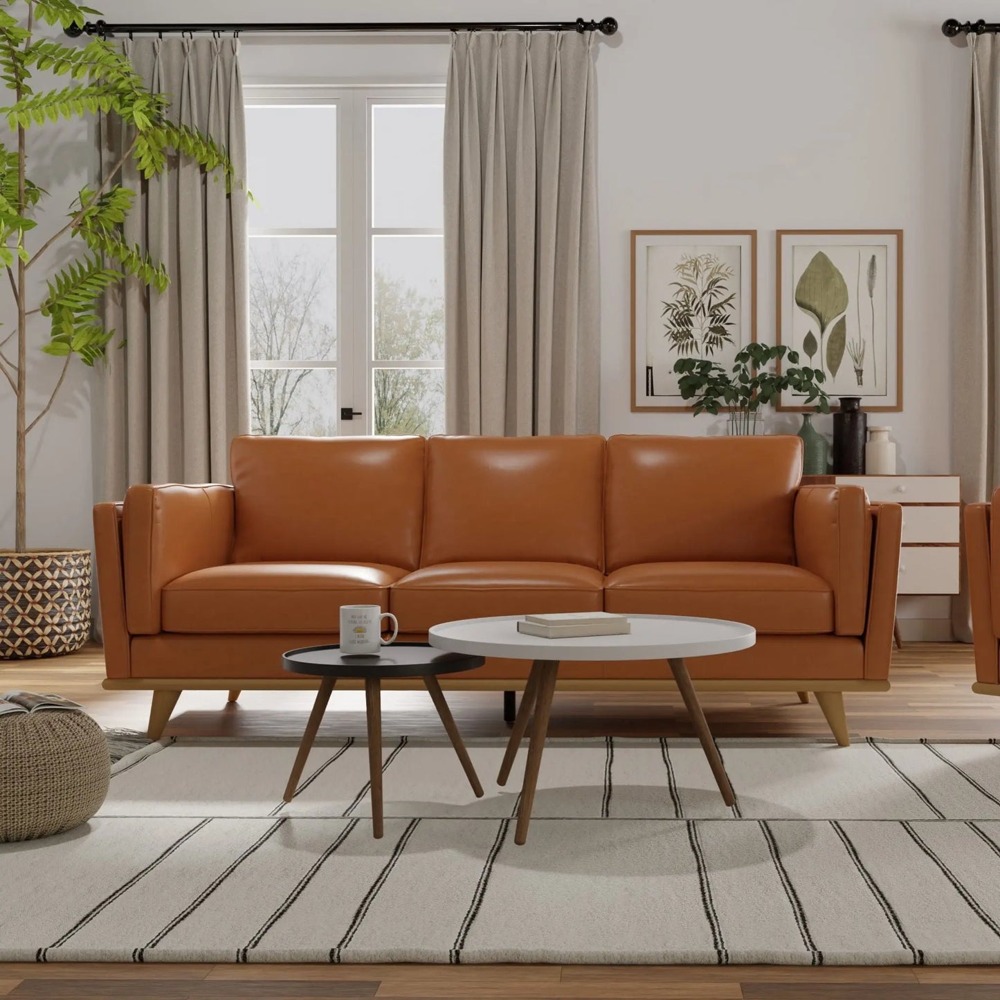 Modern Leather Sofa - Caramel Nicelink