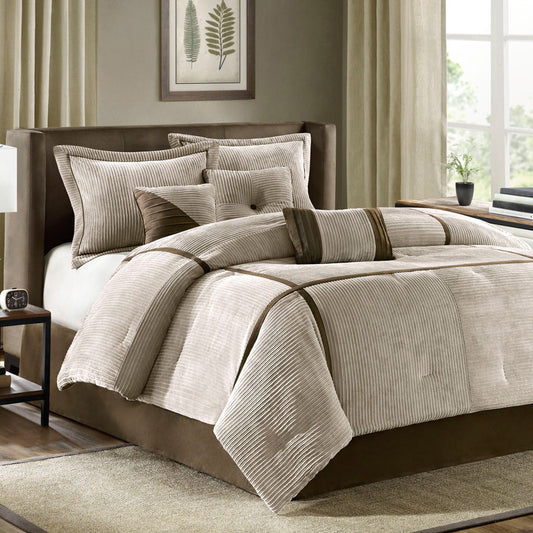 Dallas - California King Piece Comforter (Set of 7) - Taupe