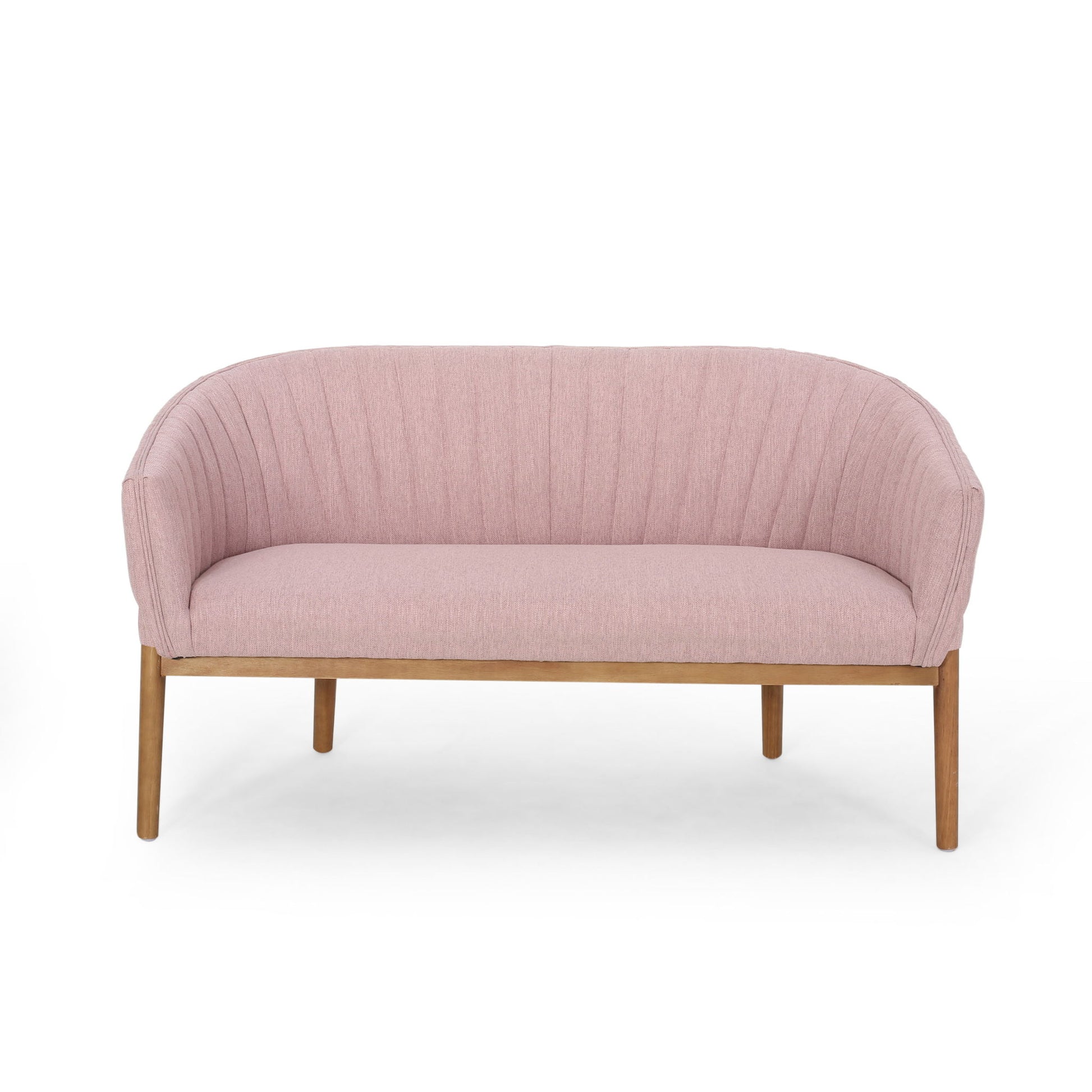 Mid Century Modern Loveseat With Channel Stitched Backrest Noble House