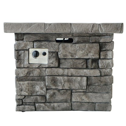 Outdoor Square Propane Fire Pit 40, 000 Btu - Gray Noble House