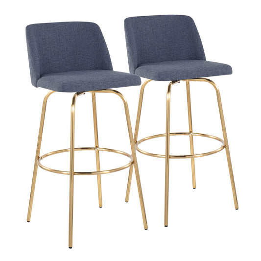 Toriano - Contemporary Fixed Height Barstool With Swivel With Round Footrest (Set of 2) Lumi Source