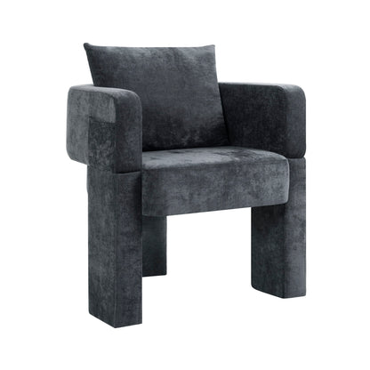 Modern 3 Leg Chenille Accent Chair With Ergonomic Arms & Removable Pillow Home Essentials