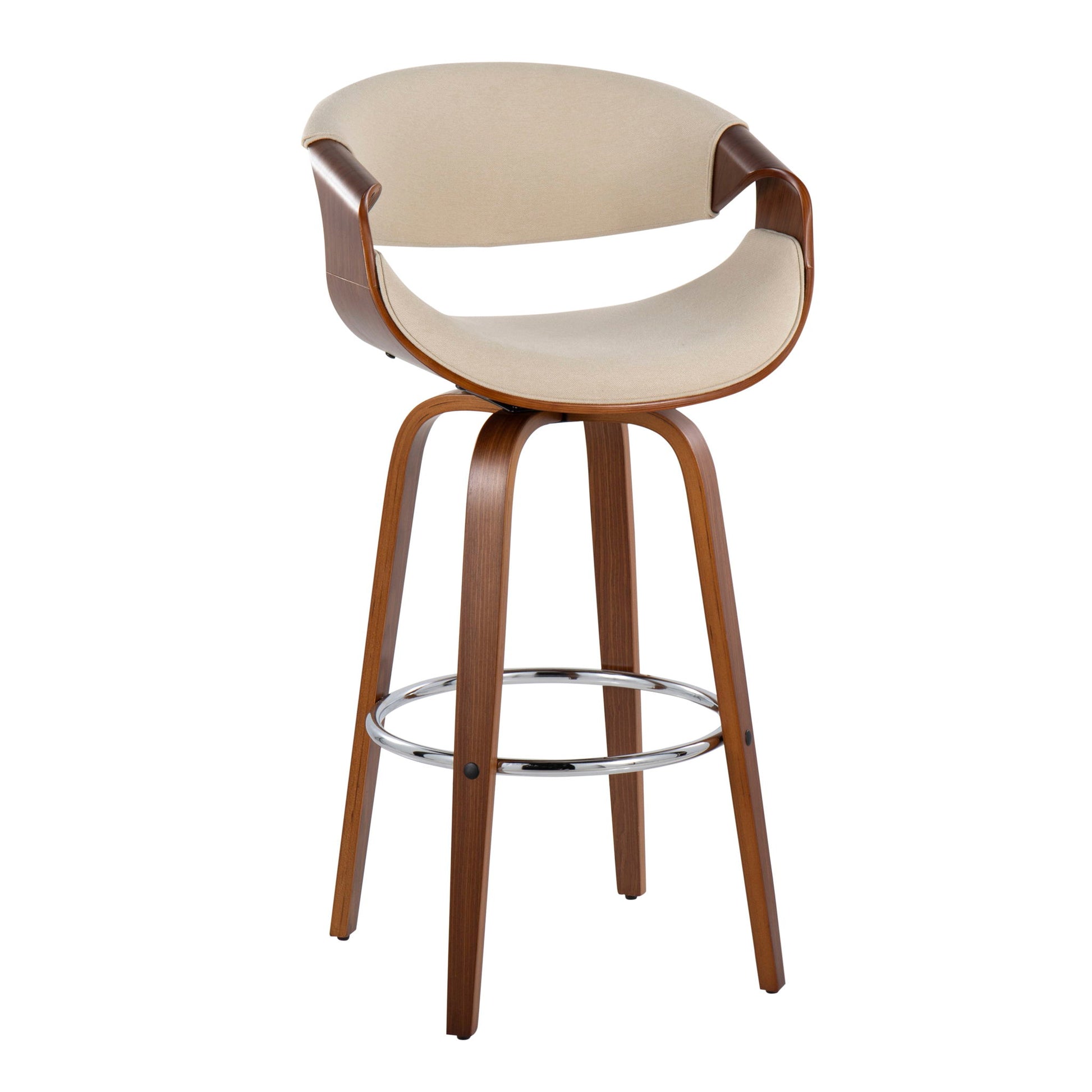 Curvini Mid - Century Modern Fixed Height Barstool With Swivel (Set of 2) Lumi Source