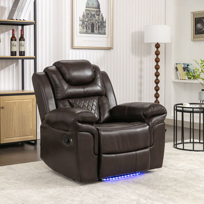 Home Theater Seating Manual Recliner Chair With Led Light Strip For Living Room Hearth and Haven