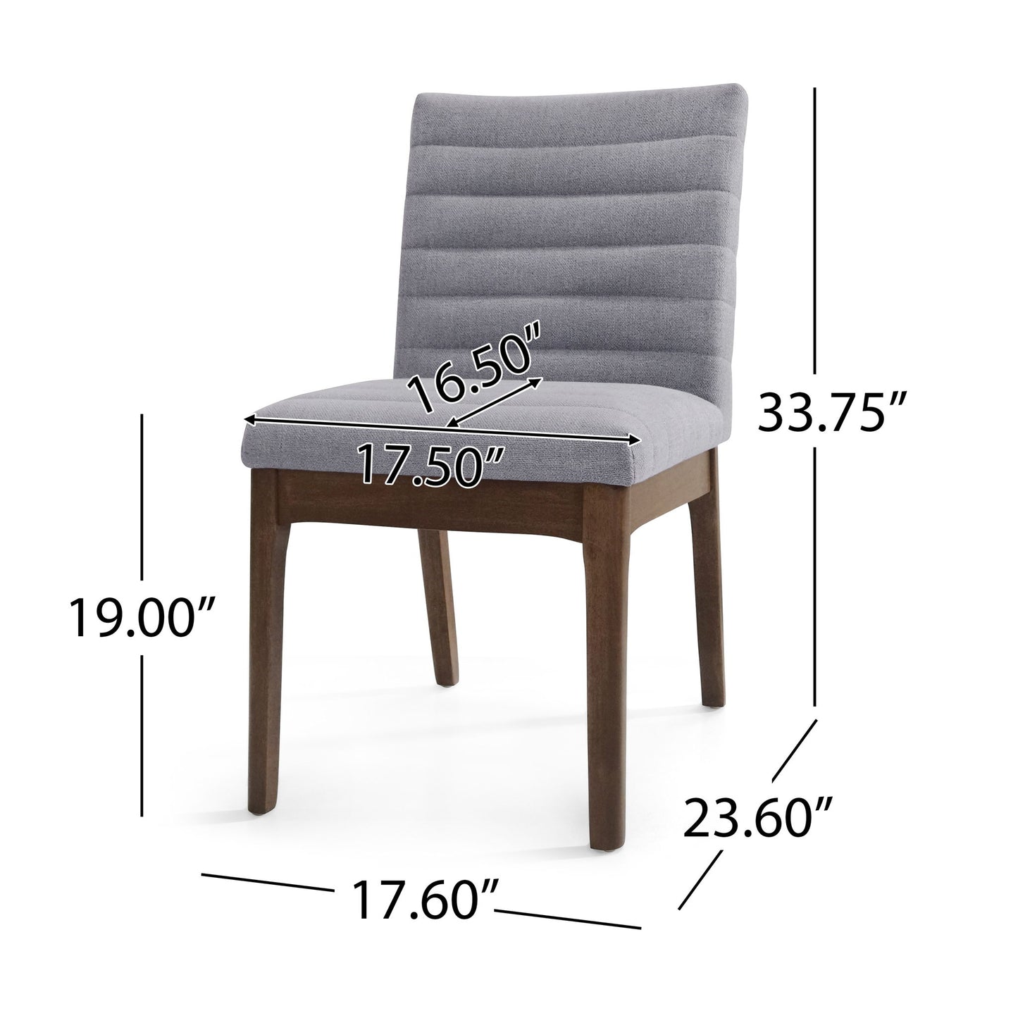 Mid Century Modern Dining Chair (Set of 2) With Channel Stitching - Dark Gray Noble House